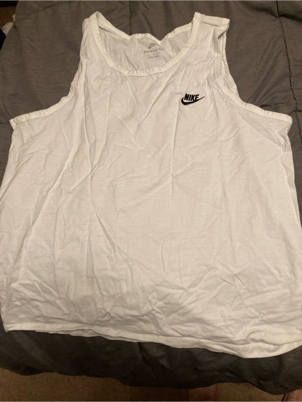 Nike White Men's Athletic Tank with Black Swoosh
